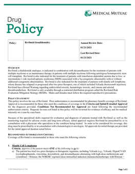 Revlimid (Lenalidomide) Annual Review Date: 01/21/2021