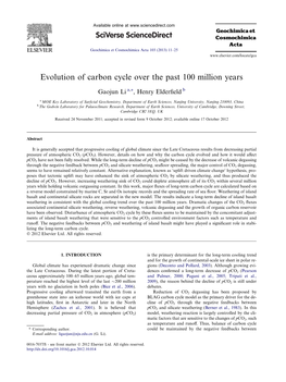 Evolution of Carbon Cycle Over the Past 100 Million Years