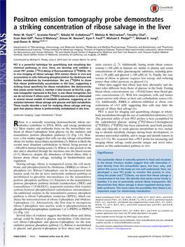 Positron Emission Tomography Probe Demonstrates a Striking Concentration of Ribose Salvage in the Liver