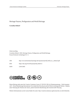 Heritage Futures, Prefiguration and World Heritage