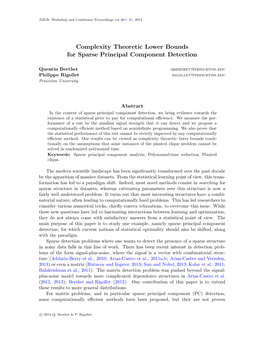 Complexity Theoretic Lower Bounds for Sparse Principal Component Detection