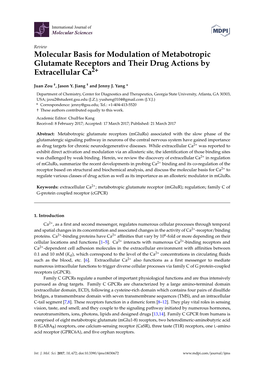 Molecular Basis for Modulation of Metabotropic Glutamate Receptors and Their Drug Actions by Extracellular Ca2+