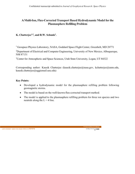 Amulti-Ion, Flux-Corrected Transport Based Hydrodynamic Model for The