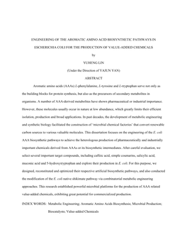 Engineering of the Aromatic Amino Acid Biosynthetic Pathways In