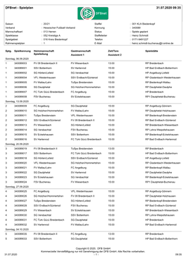 Spielplan 31.07.2020 09:35