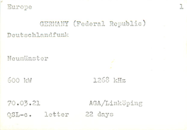 DX Log for Hans Sundgren in Linköping 1970 to 1973