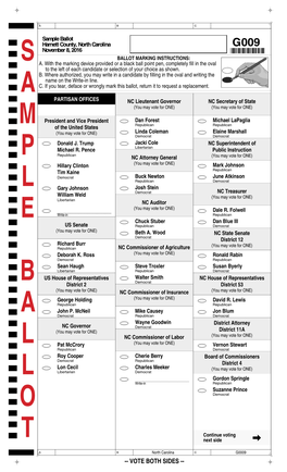 G0009 November 8, 2016 *G0009* BALLOT MARKING INSTRUCTIONS: |A