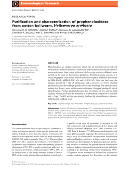 Purification and Characterization of Prophenoloxidase from Cotton