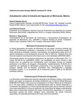 Actualización Sobre La Industria Del Aguacate En Michoacán, México