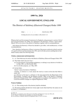 1999 No. 2924 LOCAL GOVERNMENT, ENGLAND The