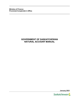 Government of Saskatchewan Natural Account Manual