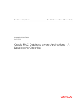 Oracle RAC Database Aware Applications – a Developer’S Checklist