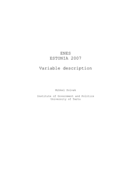 ENES ESTONIA 2007 Variable Description