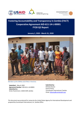 Fostering Accountability and Transparency in Zambia (FACT) Cooperative Agreement AID-611-14-L-00001 FY20 Q2 Report