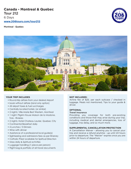 Canada - Montreal & Quebec Tour 212 6 Days