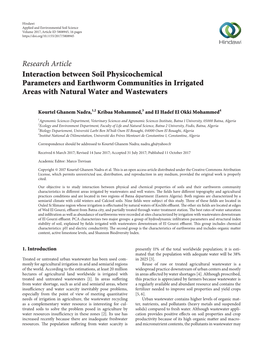 Interaction Between Soil Physicochemical Parameters and Earthworm Communities in Irrigated Areas with Natural Water and Wastewaters