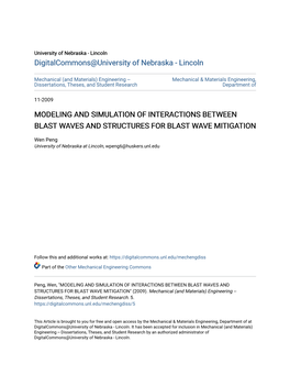 Modeling and Simulation of Interactions Between Blast Waves and Structures for Blast Wave Mitigation