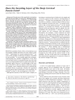 Does the Investing Layer of the Deep Cervical Fascia Exist? Lance Nash, M.Sc.,* Helen D