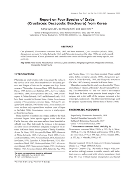 Crustacea: Decapoda: Brachyura) from Korea