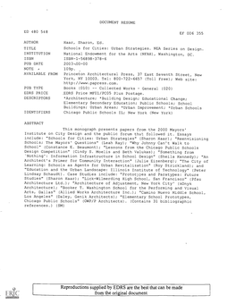 Schools for Cities: Urban Strategies. NEA Series on Design. INSTITUTION National Endowment for the Arts (NFAH), Washington, DC