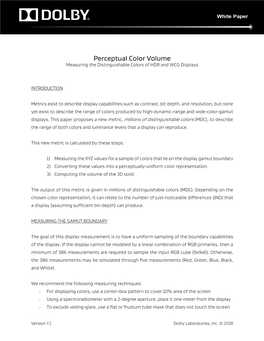 Measuring Perceptual Color Volume V7.1