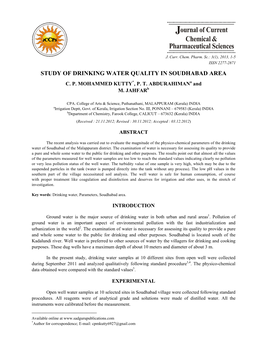 Study of Drinking Water Quality in Soudhabad Area C