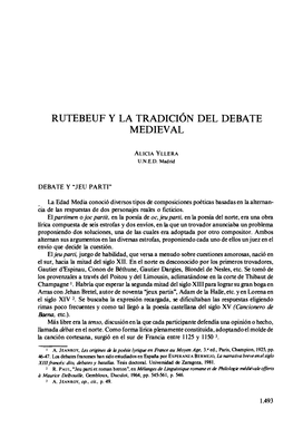 Rutebeuf Y La Tradición Del Debate Medieval