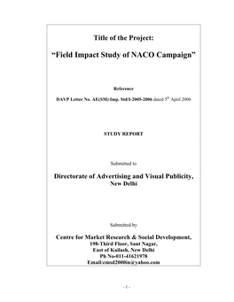“Field Impact Study of NACO Campaign”