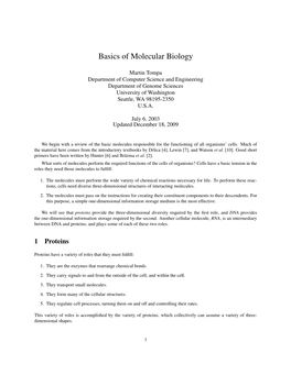 Basics of Molecular Biology