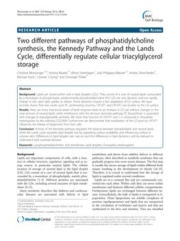 Two Different Pathways of Phosphatidylcholine Synthesis, The