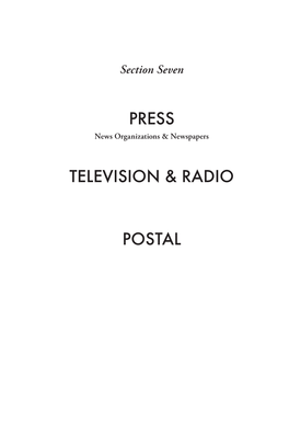 Press, Television & Radio, Postal (P. 753-766)