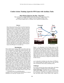 Combo-Action: Training Agent for FPS Game with Auxiliary Tasks