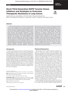 Novel Third-Generation EGFR Tyrosine Kinase Inhibitors And