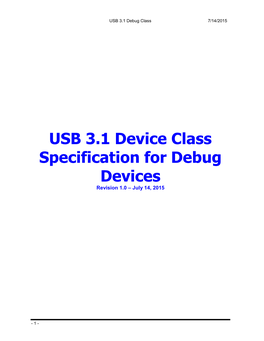 USB3 Debug Class Specification