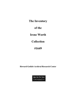 The Inventory of the Irene Worth Collection #1649