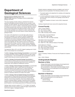 Department of Geological Sciences 1