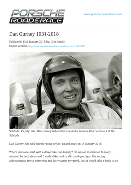 Dan Gurney 1931-2018