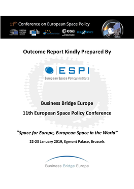 Siness Bridge Europe 11Th European Space Policy Conference