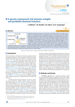 A Genetic Metasomatic Link Between Eclogitic and Peridotitic Diamond Inclusions