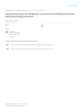 Shear Partitioning in the Philippines: Constraints from Philippine Fault and Global Positioning System Data