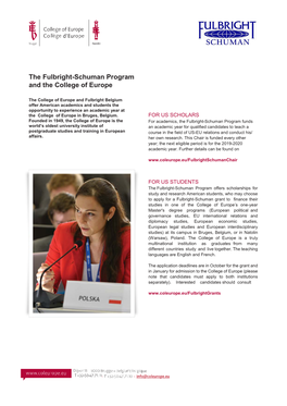 The Fulbright-Schuman Program and the College of Europe