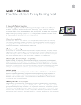 Apple in Education Complete Solutions for Any Learning Need