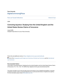 Correcting Injustice: Studying How the United Kingdom and the United States Review Claims of Innocence