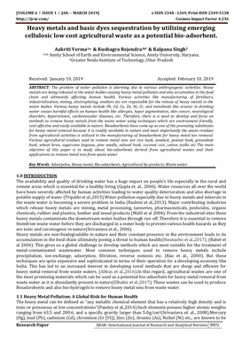 Heavy Metals and Basic Dyes Sequestration by Utilizing Emerging Cellulosic Low Cost Agricultural Waste As a Potential Bio-Adsorbent