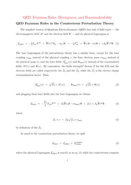 QED: Feynman Rules, Divergences, and Renormalizability QED Feynman Rules in the Counterterm Perturbation Theory