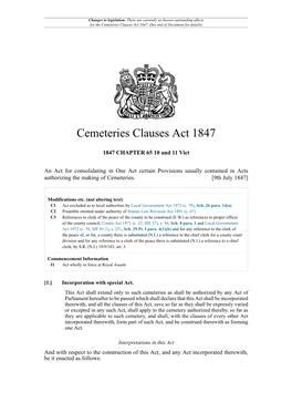 Cemeteries Clauses Act 1847