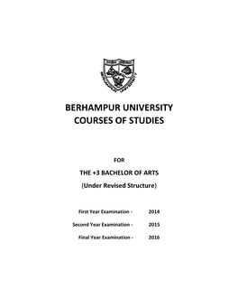 Berhampur University Courses of Studies