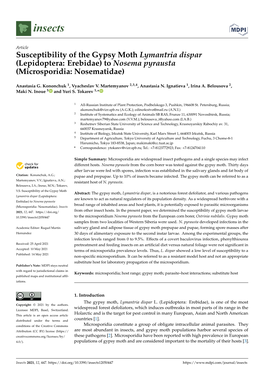 Susceptibility of the Gypsy Moth Lymantria Dispar (Lepidoptera: Erebidae) to Nosema Pyrausta (Microsporidia: Nosematidae)