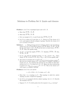 Solutions to Problem Set 3: Limits and Closures