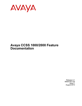 Avaya CCSS 1000/2000 Feature Documentation